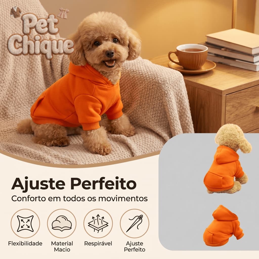 Pet Chique - Roupa para Animais de Estimação, Moletom Esportivo para Cães e Gatos com Bolso TQGG