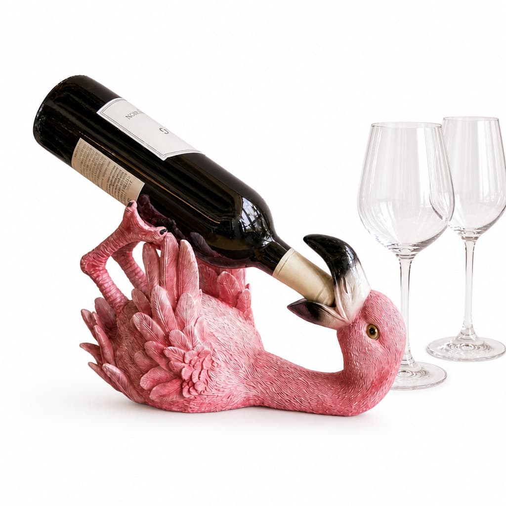Suporte para Garrafa de Vinho Flamingo Bêbado -  Porta Garrafa