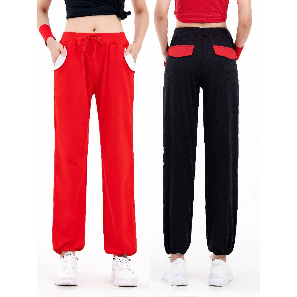Haozhou versão solta feminina pernas retas Fitness dança musculação terno competição de dança quadrada calças retas de s