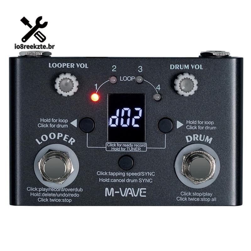 Pedal De Efeito De Guitarra LOST TEMPO Com Afinador , Looper De Bateria E 30 Sons-11 Minutos De Gravação Mínimo