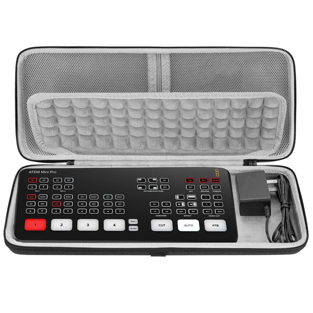 Capa Rígida Geekria Compatível Com Blackmagic Design ATEM Mini Pro , Bolsa Protetora EVA (Cinza Escuro)