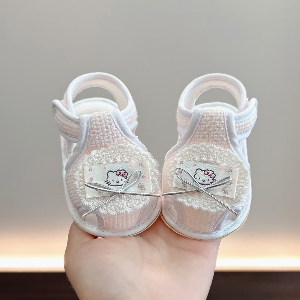 Verão bonito arco estilo princesa bebê menina criança sapatos sola macia antiderrapante estilo princesa sandálias de beb