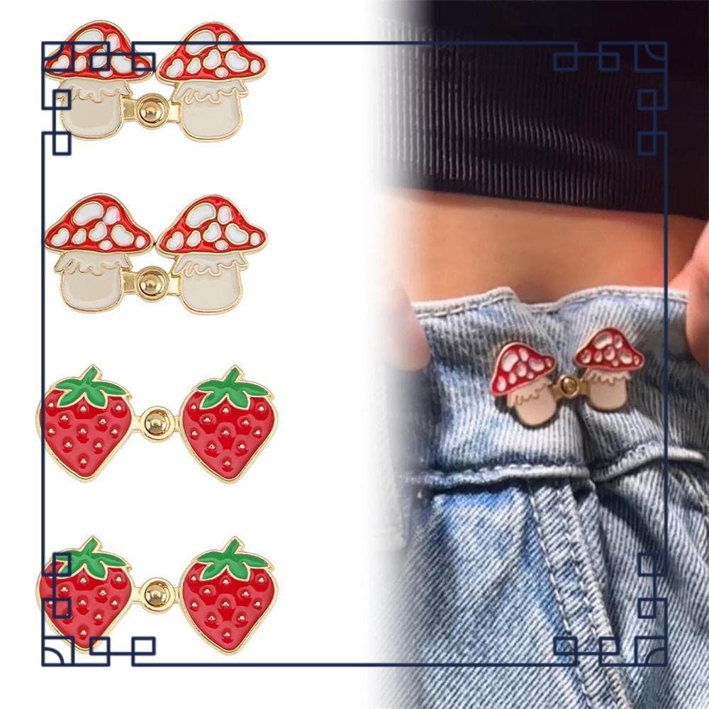 3 Pares De Botão De Ajuste De Cintura , Botões Jeans De Morango/Sapo/Cogumelo De Reposição , Kit De Reparo