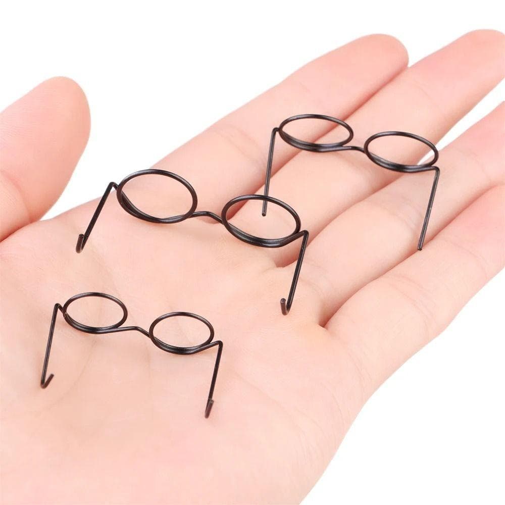 5 Peças De Óculos Redondos De Metal Para Bonecas , De Boneca Em Miniatura Com Armação Preta ,
