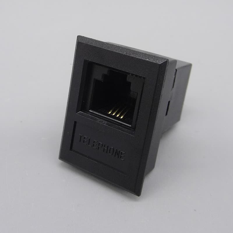 Módulo reto de telefone preto com suporte CAT3 Tomada de linha telefônica de voz RJ11 Módulo de plugue reto de cabeça du