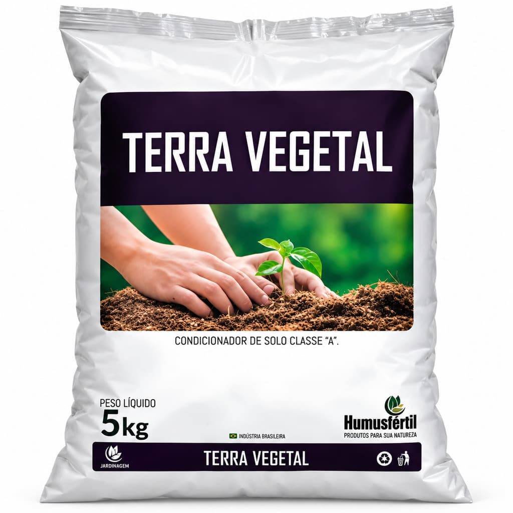 Terra Vegetal Humusfértil 5kg Adubada para Vasos Jardins Hortas e Plantas