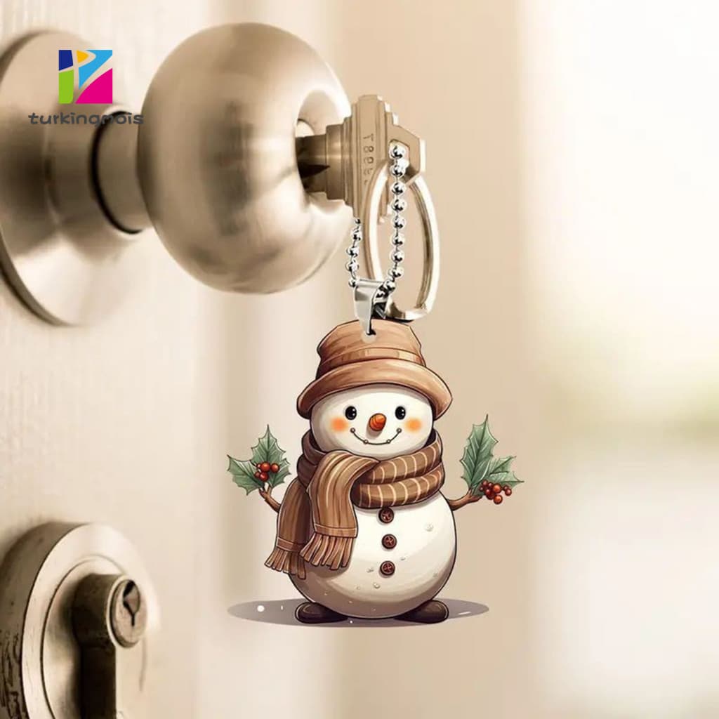 ZTUR_ 1 Saco De Pingente De Suspensão De Acrílico Durável , Design De Boneco De Neve Fofo Para Decoração De Carro De Nat
