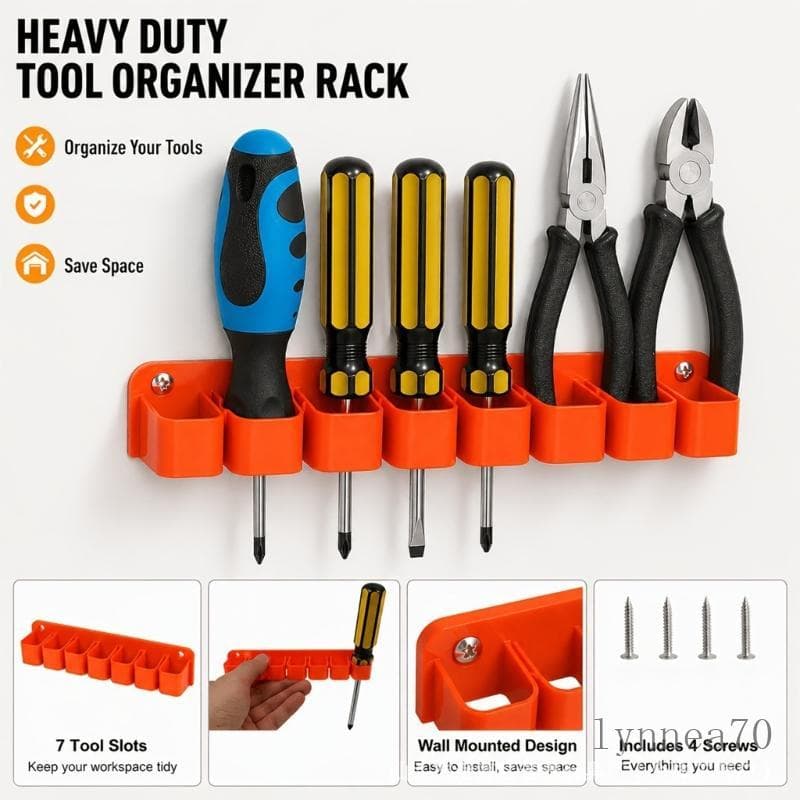 Lynn Rack Organizador De Chave De Fenda Para Montagem Na Parede De Garagem Com 7 Slots Separados Suportes De Ferramentas