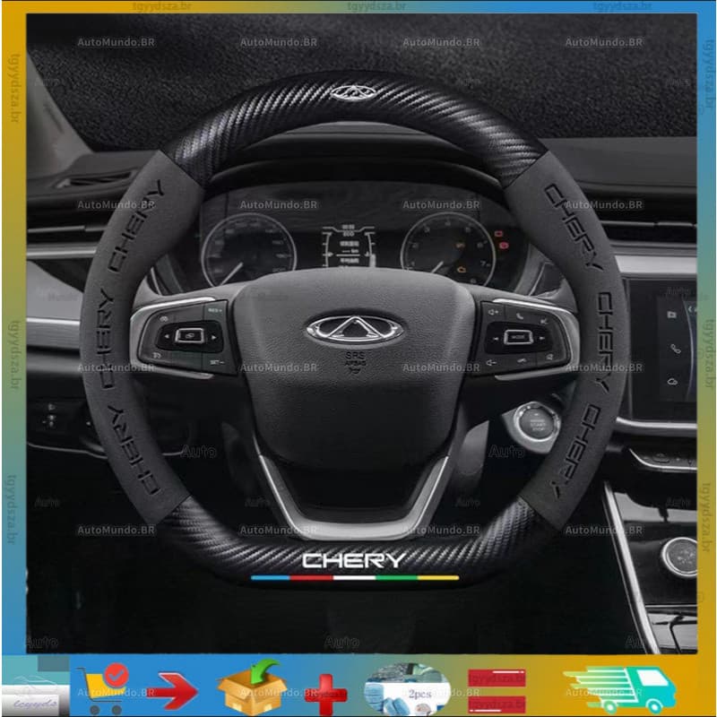 Capa de Volante para Carro Chery Omoda 5 Tiggo 8 Pro 8plusPlus 7pro em Fibra de Carbono VOEU