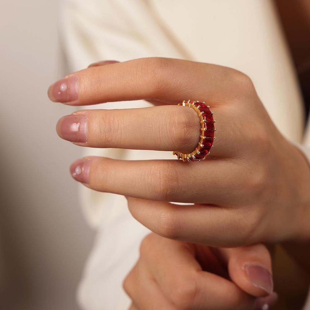 Anel de zircônia colorida modelo 2026, marca LIVOX, anel feminino pequeno e delicado, tamanho ajustável, design geométri