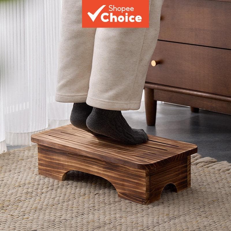 Banco De Descanso Para Pés De Madeira Maciça 45x24x12cm Ergonômico Com Fenda Antiderrapante Sofá De Escritório Banheiro
