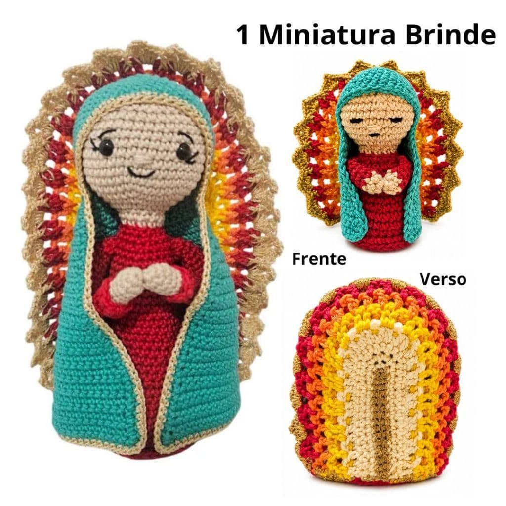 Nossa Senhora de Guadalupe de Crochê Amigurumi 22 cm + Brinde 10cm pra presente de Natal Aniversário