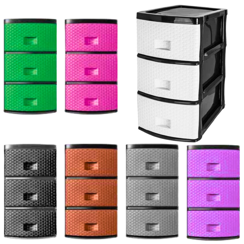 Gaveteiro Rattan 3 Gavetas G Organizador Multiuso 40x48x70cm Ratan Plástico Com Rodinhas Embutidas Porta Tudo Gress