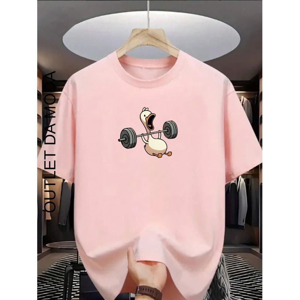 Camiseta Masculina 100% algodão Pato Academia Camisa Estampada Gym Treino Academia Peso