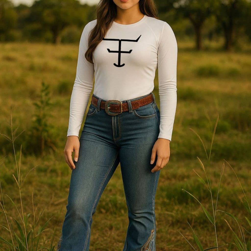 Camisa Uv Feminina Texas Farm Manga onga Proteção Termica