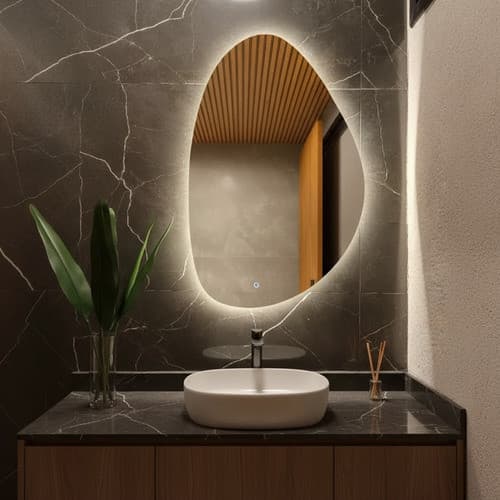 Espelho Decoratico Orgânico Led Luz Fria 50x60  Lapidado