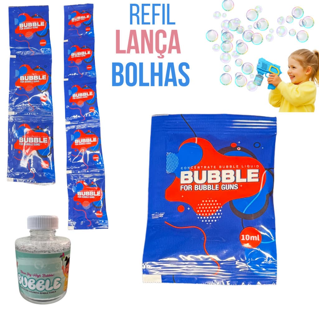 Refil Líquido Bolha Colorida Lança Bolhas Recarregue Frasco Sabão Liquido Original