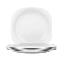 PRATO SOBREMESA DE VIDRO BRANCO CJ 6 QUADRADO 20,5CM