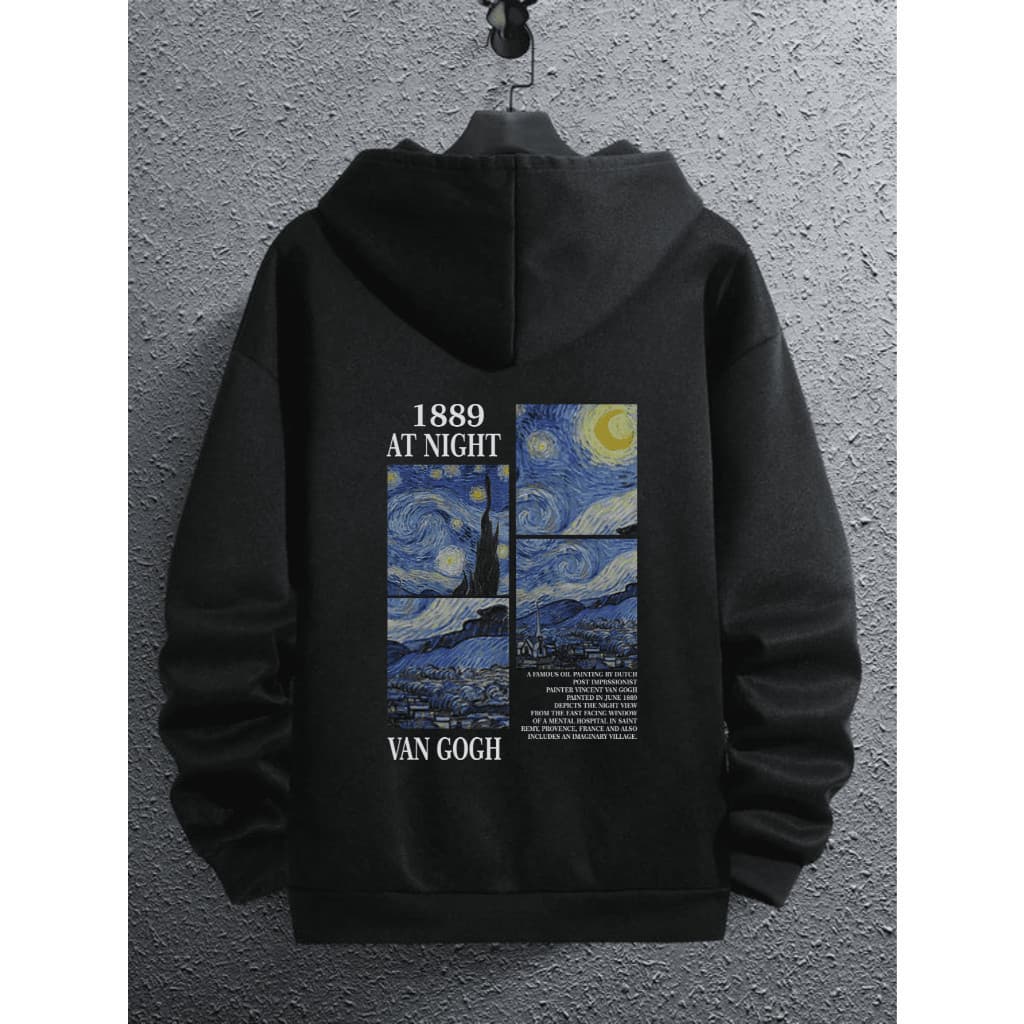 Moletom Canguru Masculino Blusa Feminina Van Gogh Noite Estrelada Casaco Flanelado Com Capuz