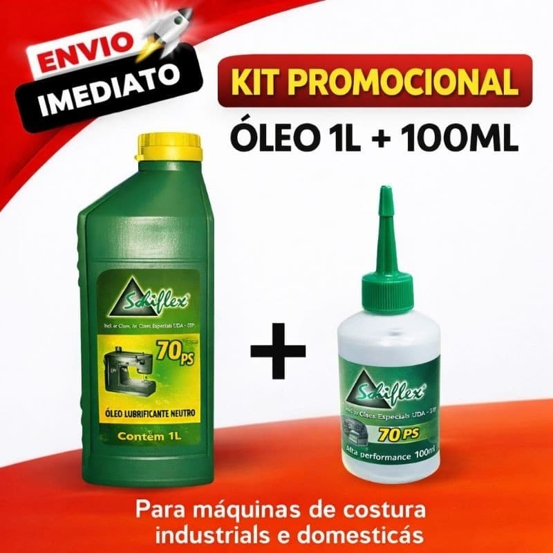 Kit Oleo Maquina Costura Siliflex 1L + 100ml Bisnaga Facil Nao Mancha Alta Lubrificacao