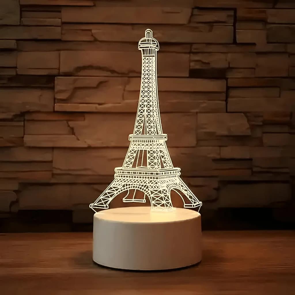 Luminária Led 3d Decoração Torre Paris Temático Chique Torre