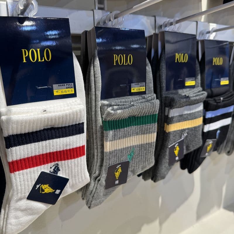 POLO meias masculinas 3911 meias de algodão puro 2026 primavera verão meias desossadas lazer esportes meias de tubo médi