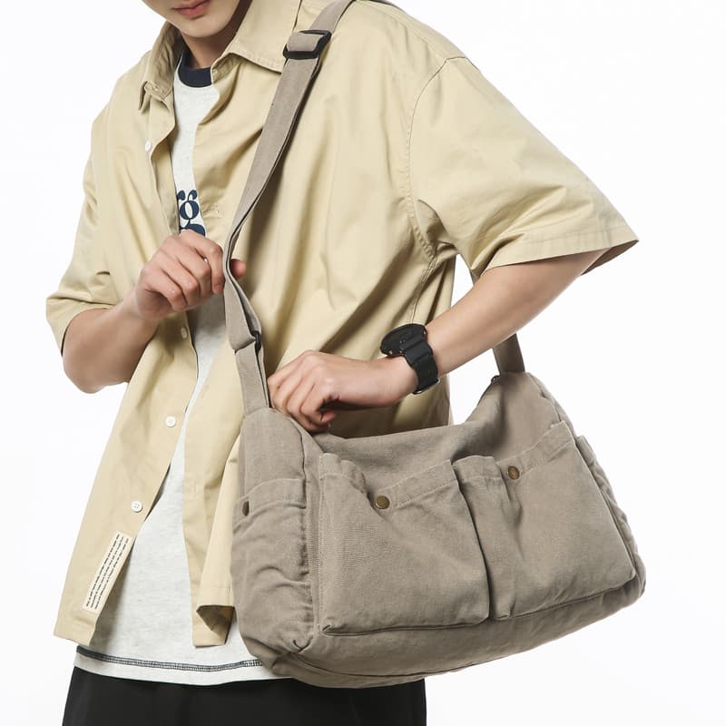 Bolsa mensageiro de lona masculina 2025 novo estilo Retro bolsa de pano All-Match bolsa de viagem de grande capacidade f