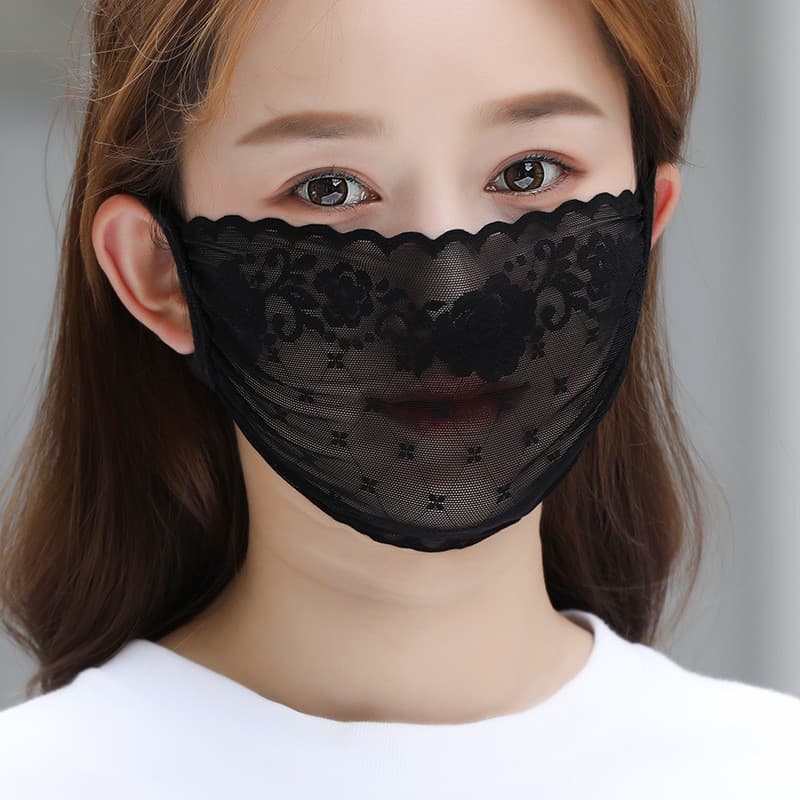 Máscara protetora solar feminina Anti-verão estilo fino única camada renda guarda-sol de alto valor máscara de véu de pr