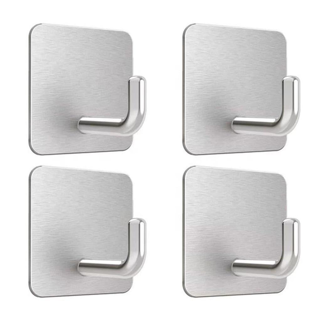 Gancho Adesivo Inox Forte Sem Furar Parede Kit 2 4 6 ou 8 Unidades Multiuso Banheiro Cozinha Lavabos