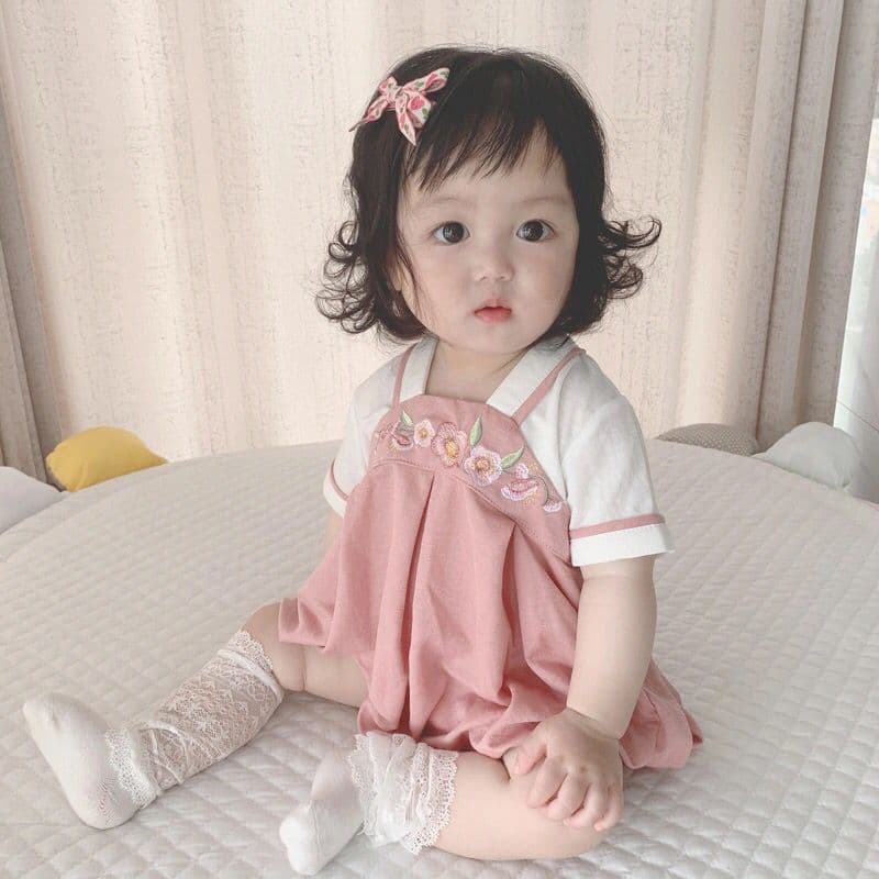 Infantil macacão de manga curta verão estilo fino estilo ocidental bebê menina roupas de verão estilo chinês Hanfu Super