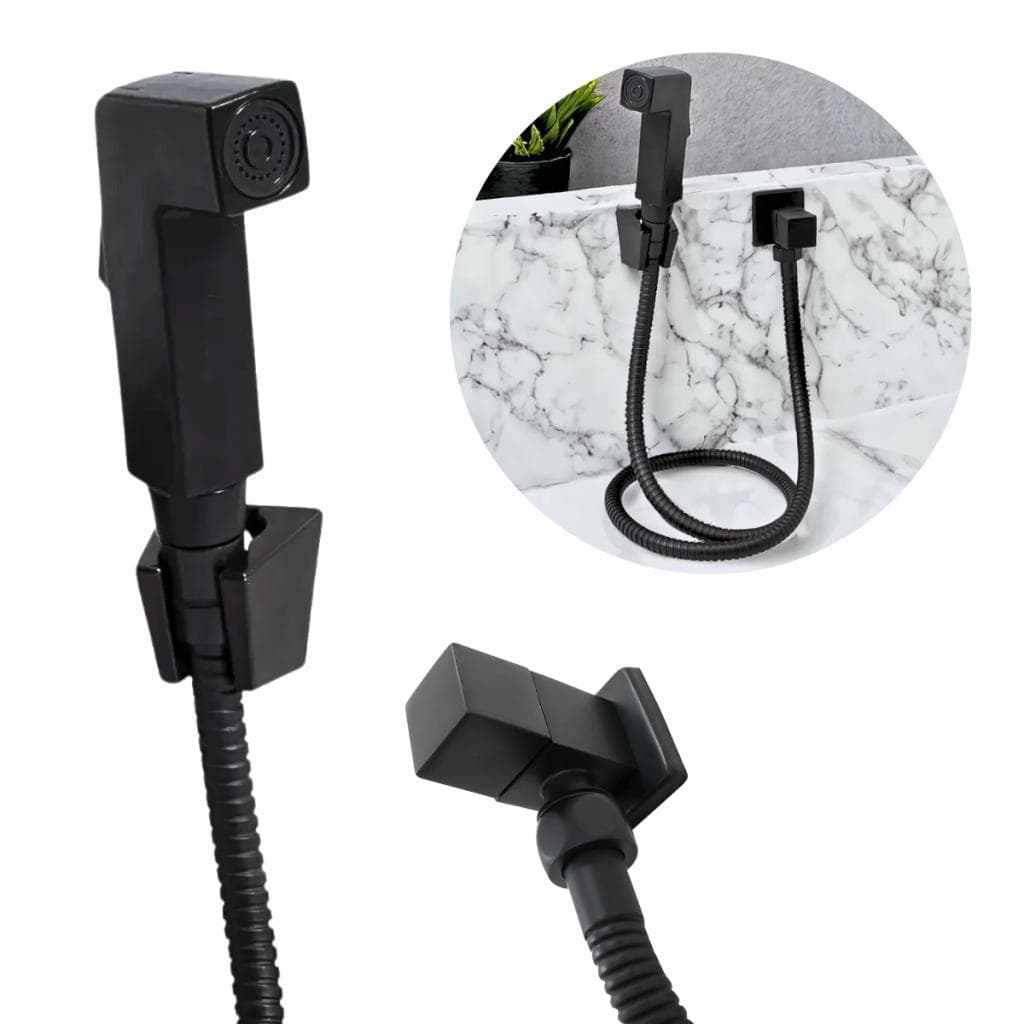Ducha Higiênica De Banheiro Chuveirinho Quadrada Preto Fosco
