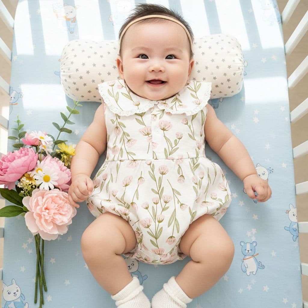 Feminino roupas de bebê versão coreana Floral macacão de bebê primavera verão puro algodão macacão recém-nascido