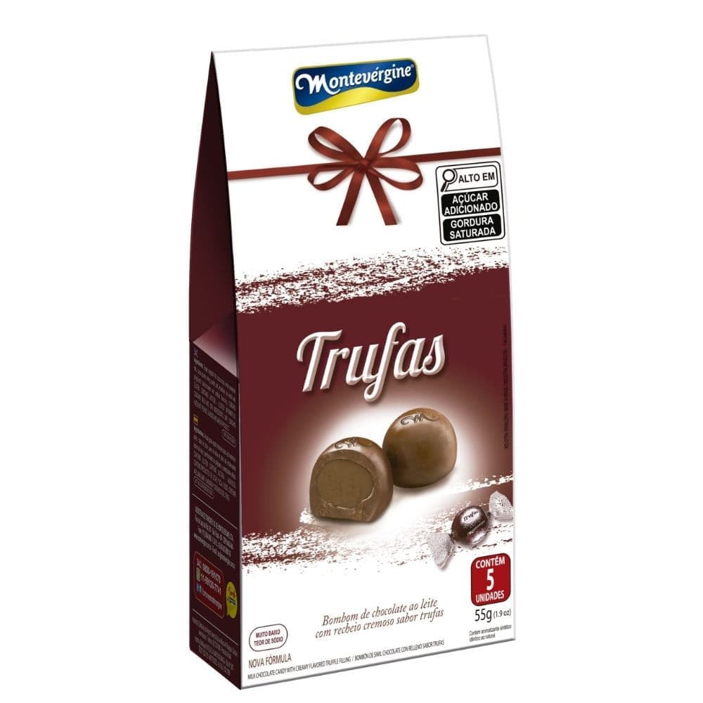 Bombons de Chocolate Ao Leite Montevérgine Sabor Trufas 55g