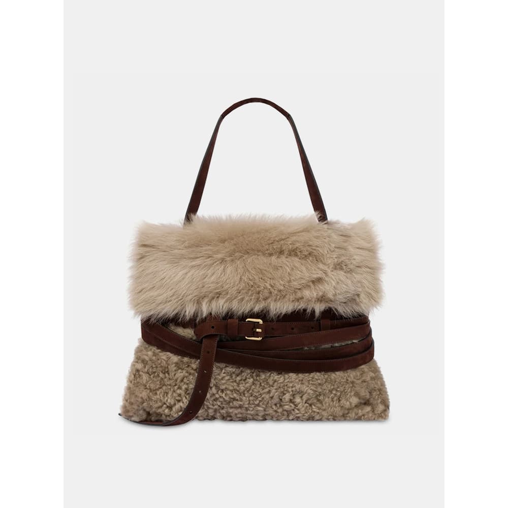UIVEN RUYLO Primavera Bolsa com alça de lã de cordeiro Bolsa Tote de grande capacidade Bolsa de pelúcia Bolsa mensageiro