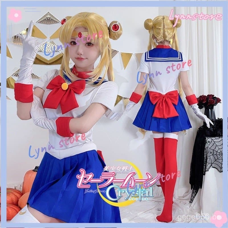Cosplay de Sailor Moon, Traje de Marinheiro, Tsukino Usagi, Chibiusa, Vestidos JK Moon, Laço, Luvas, Ornamento