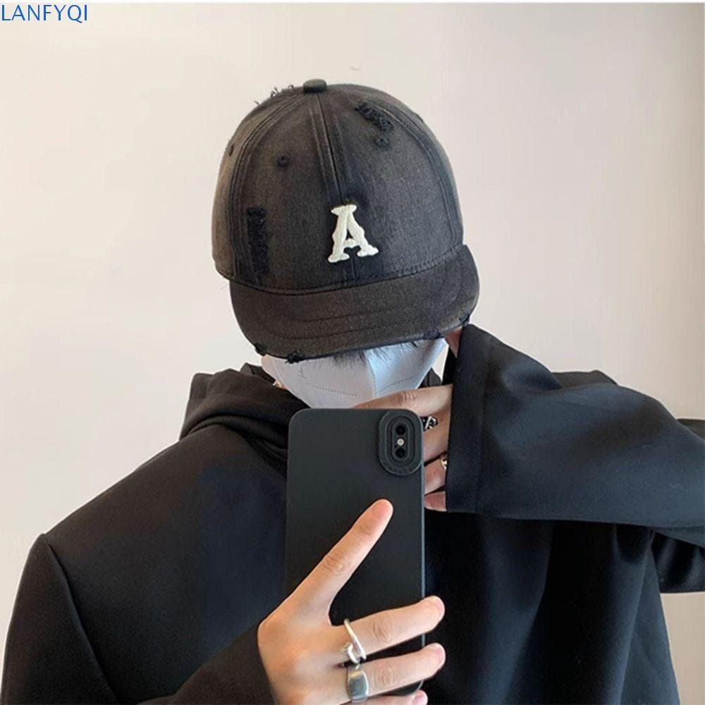 Chapéu De Beisebol Com Letras Bordadas LANFYQI , Boné Masculino Retrô De Aba Curta Algodão Pico , Sol