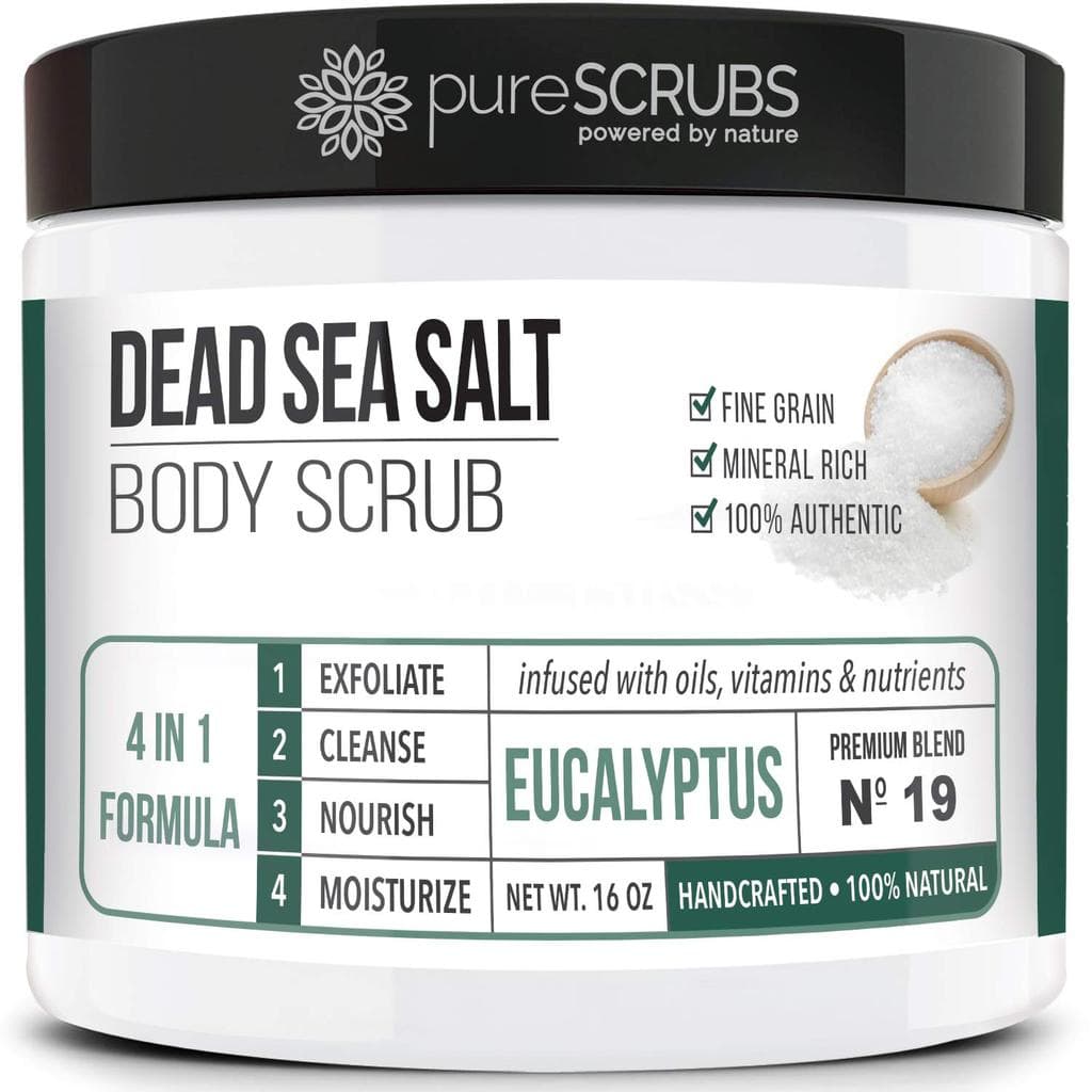 Conjunto de Esfoliante Corporal Premium de Eucalipto pureSCRUBS - Esfoliante Corporal de Sal do Mar Morto de 16oz com Ól