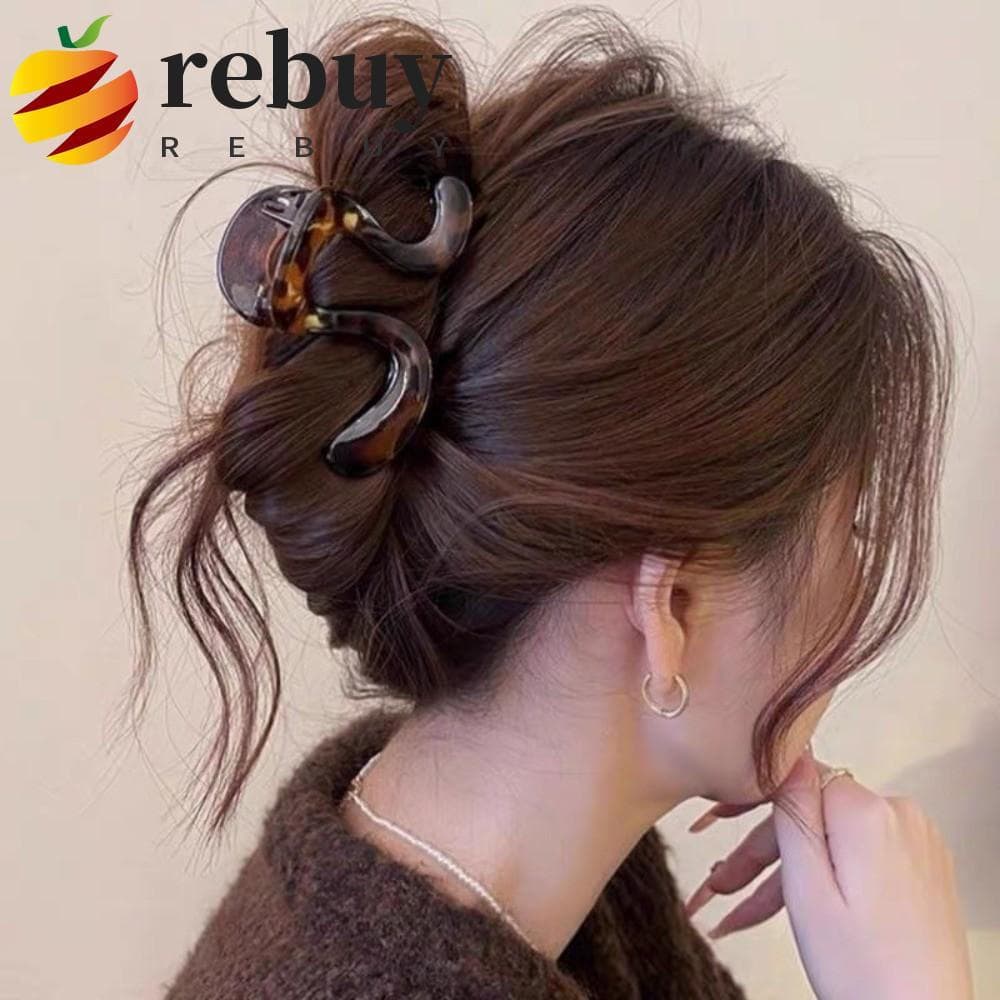 REBUY1 Clipe De Tubarão , Garra De Cabelo Acrílica Casual Leve , Formato Irregular , Grande Rabo De Cavalo Com Acabament