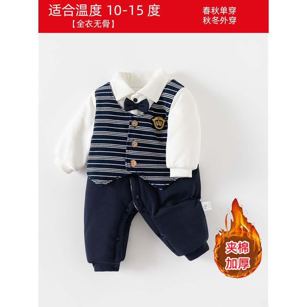 Macacão de bebê outono inverno engrossado jaqueta de algodão abraço roupas masculino recém-nascido Outing roupas de algo