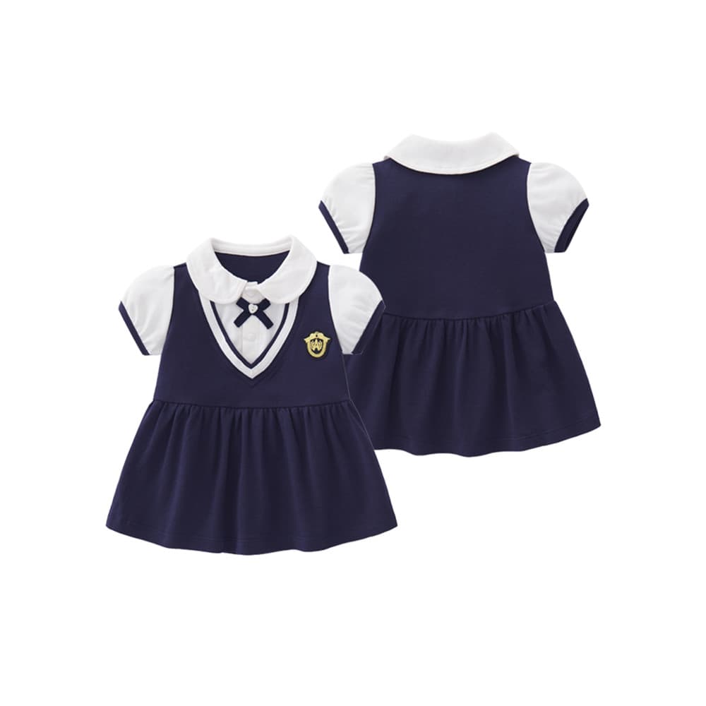 Meninas estilo Preppy vestido de verão novo estilo crianças estilo ocidental falso vestido de princesa de duas peças cri