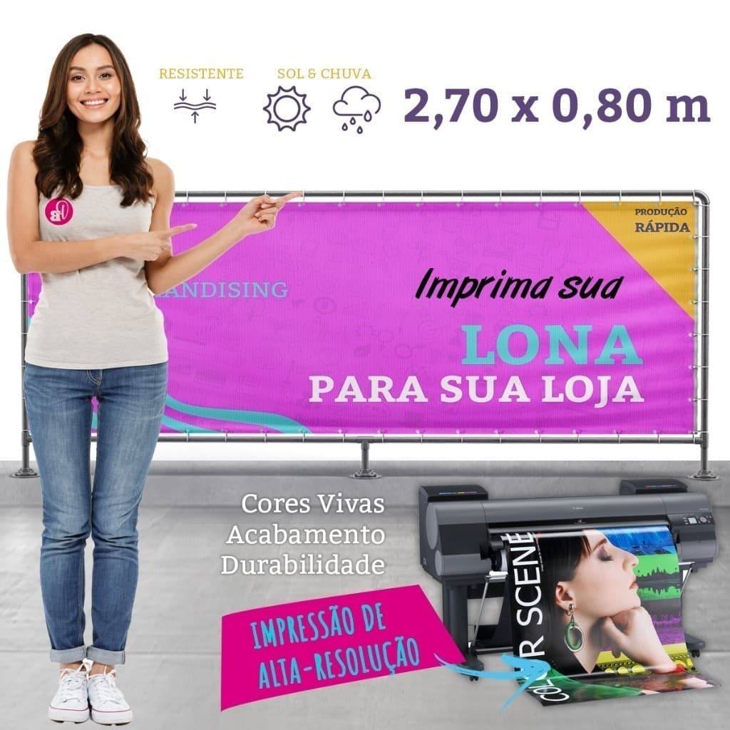 Banner para Loja 2,70 x 0,80 metros, Lona para sua loja, Fachada, Banner com Foto, Imp de Qualidade