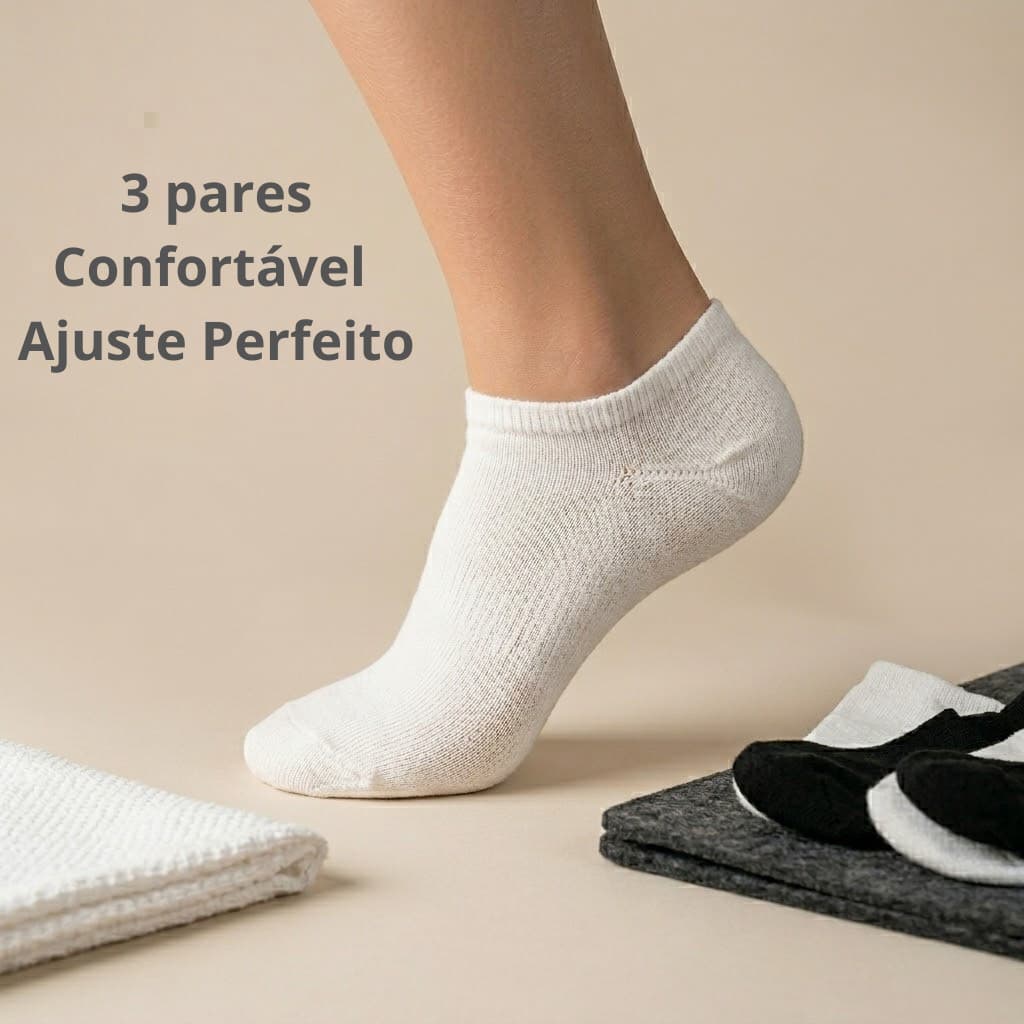 Kit 3 Pares de Meias Soquete Masculinas Cano Baixo Confortável 39 ao 43