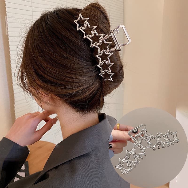 Presilha de cabelo em forma de estrela, feita de liga metálica oca, acessório de cabelo multifuncional e elegante, adequ