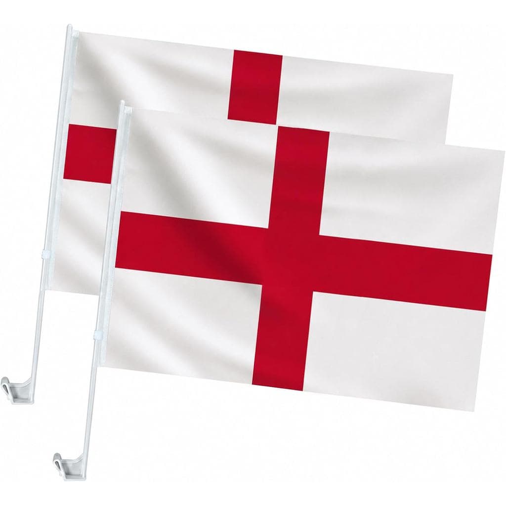 2 Bandeiras de Carro da Inglaterra, 45x30cm - Bandeira da Inglaterra para Carro - Bandeira à Prova de Intempéries com a