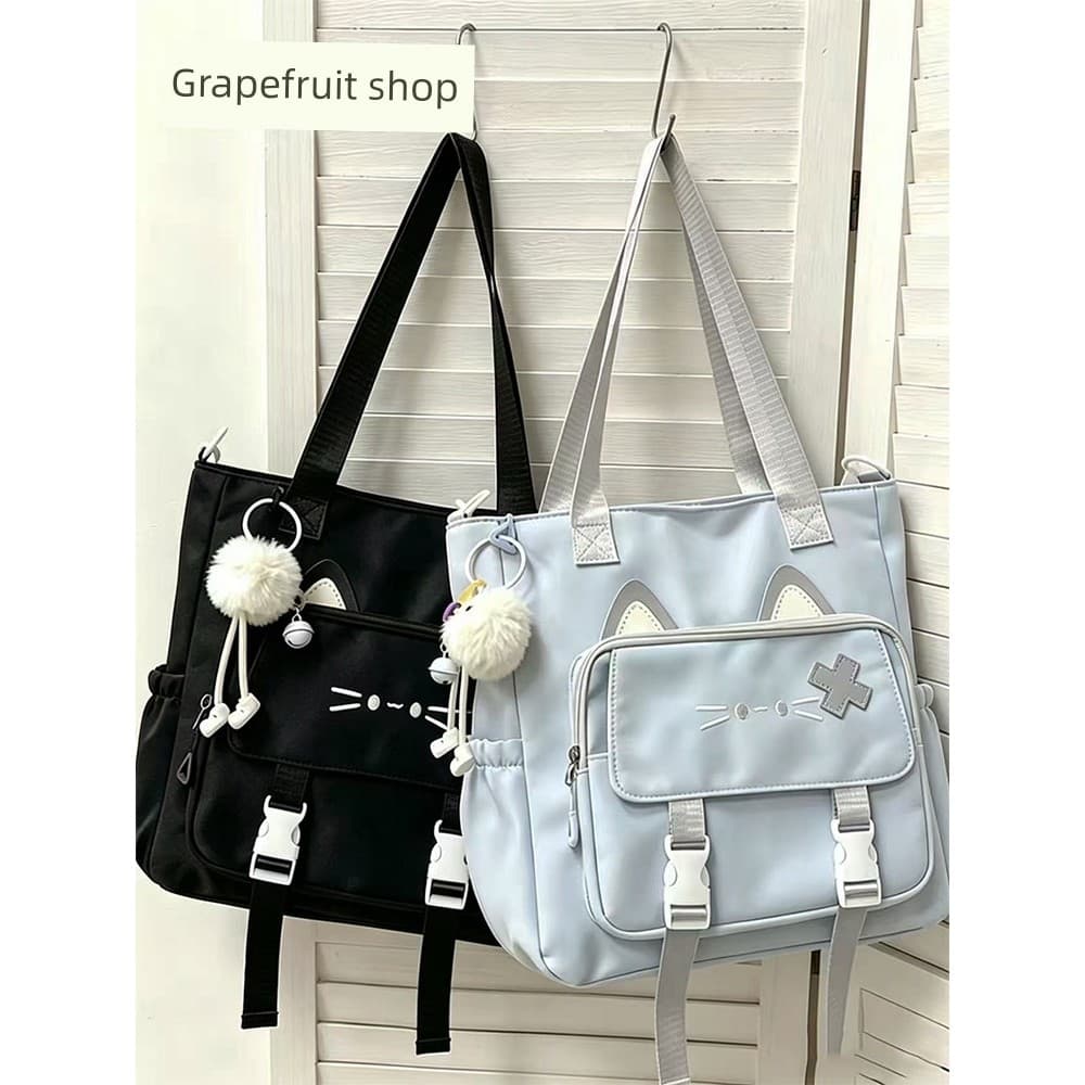 Bolsa bolsa feminina Bolsa de ombro de viagem de grande capacidade feminina estudante classe Tutorial sacola bonito gati