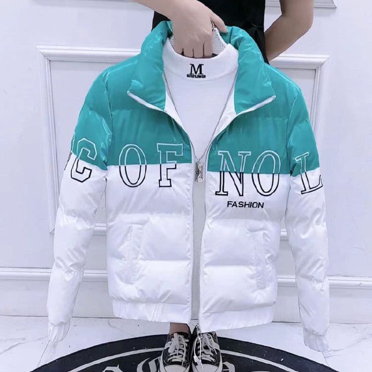 Jaqueta acolchoada masculina 2024 inverno novo estilo versão coreana na moda Casual moda contraste cor engrossado quente