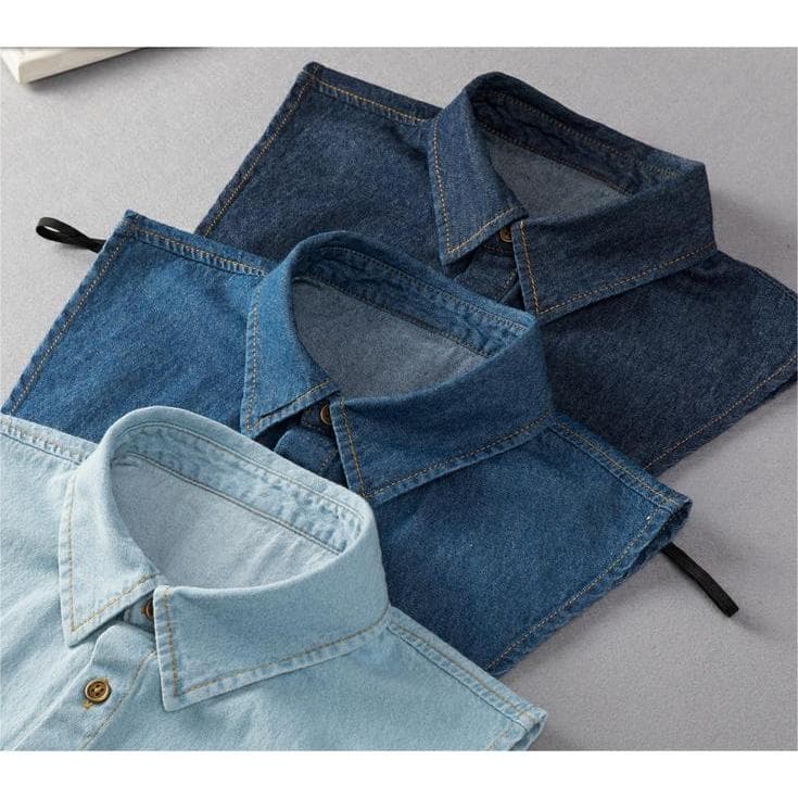 Colar falso masculino feminino Denim gola pontiaguda primavera outono inverno combinando camisola camisa gola falsa redu