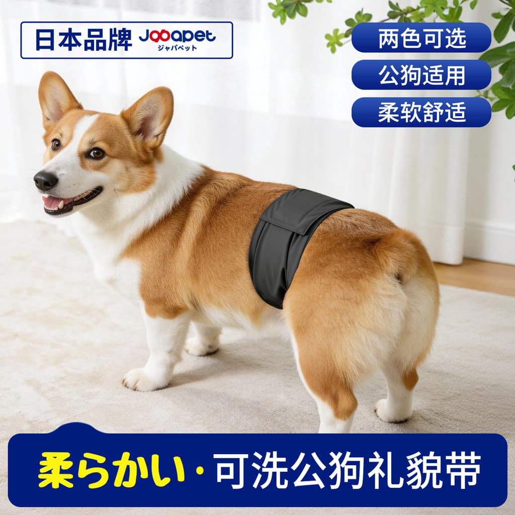 [Japan japapet Co-Branded] Fraldas laváveis com cinto de cortesia para cães masculinos Fraldas para animais de estimação