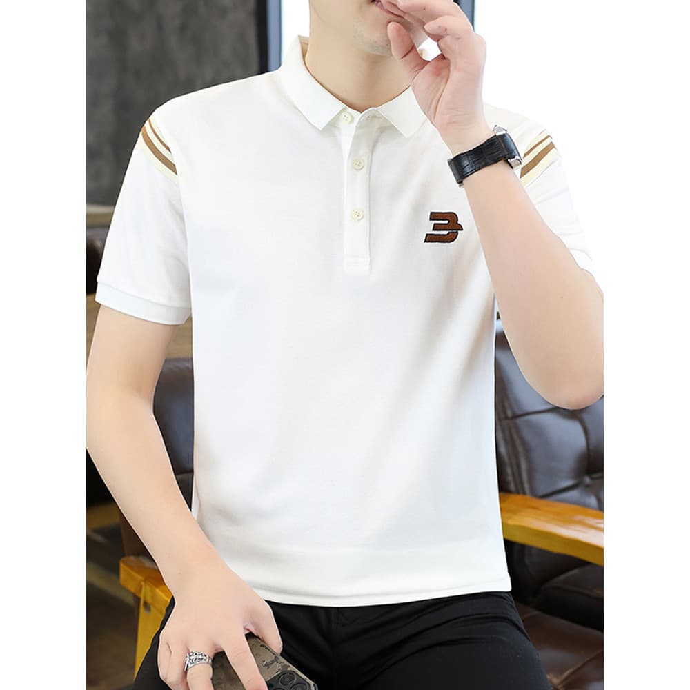High-end high-end estilo americano rufião bonito luz negócios estilo britânico camisa polo de manga curta fino ajuste bo