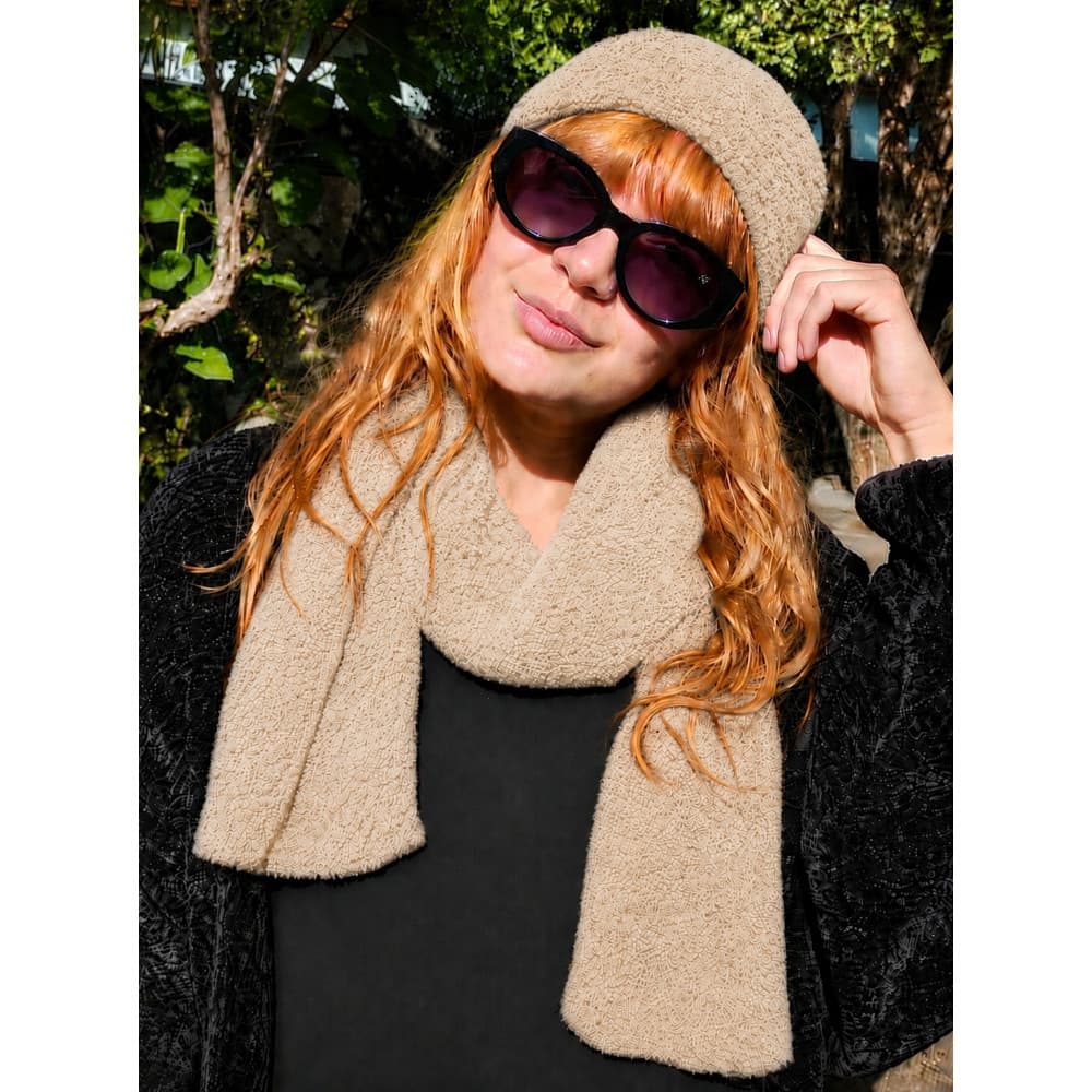 Kit Gorro Touca + Cachecol Teddy Peluciado Unissex Inverno Macio Quentinho